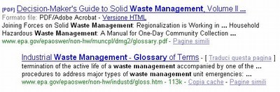 risultato ricerca "waste management" intitle:glossary